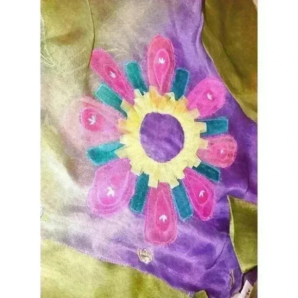 MADISON STUDIO Womans PURPLE & GREEN Lightweight Blouse SHEER Shrug Jacket Sm - Picture 6 of 7